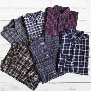 Six Plaid Long Sleeved Casual Shirts